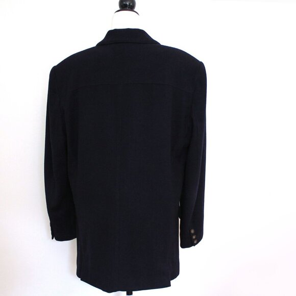 Vintage JEAN CLAUDE POITRAS navy wool cashmere boyfriend blazer, Academia - Picture 7 of 10